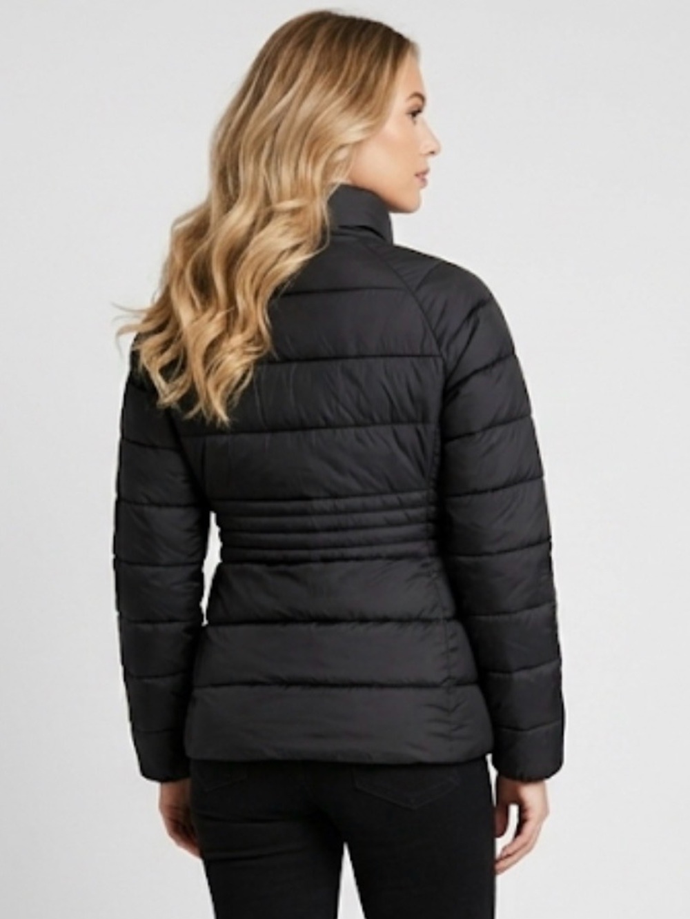 Michael Kors Packable Puffer Jacket Black Quilted Gold Hardware Size S Fitted - Picture 4 of 16